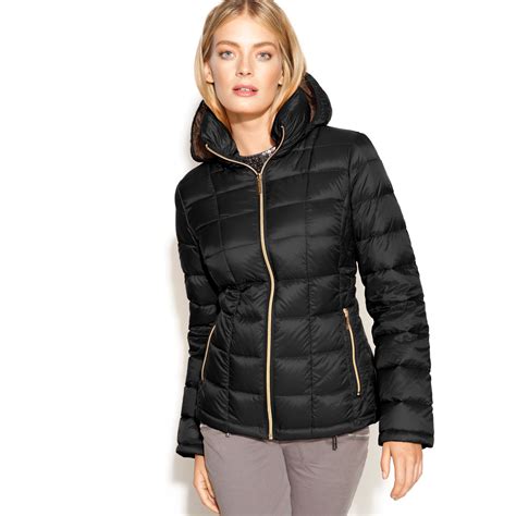 michael kors men's packable down jacket|michael kors shiny puffer jacket.